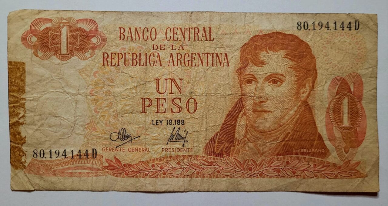 | Casa do Colecionador Cedula 1 Peso Argentino Argentina Carlos Pellegrini Ley 18188 1970 73 Colecionavel Numismatico