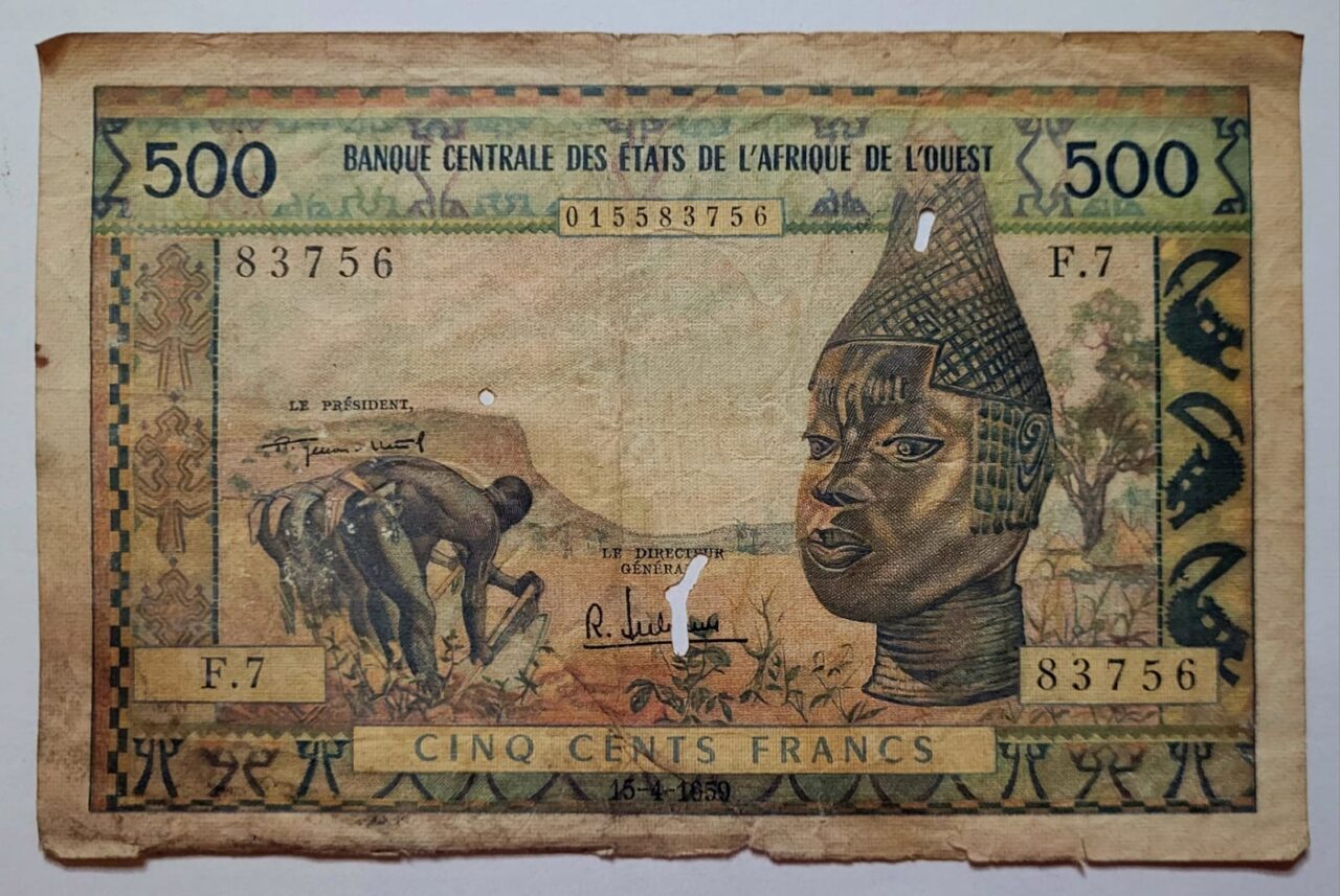 | Casa do Colecionador Cedula 500 Francos Cfa Africa Ocidental Bceao Arte Ibo 1959 64 Antiga Colecionavel 2