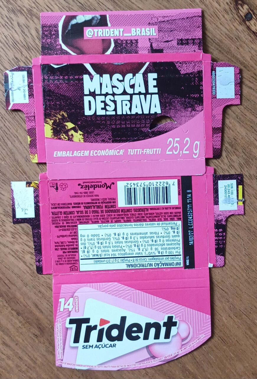 | Casa do Colecionador Embalagem caixinha chiclete Trident tutti frutti Masca e destrava.