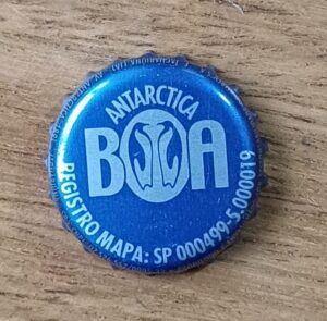 Embalagem tampinha cerveja Antarctica Boa azul