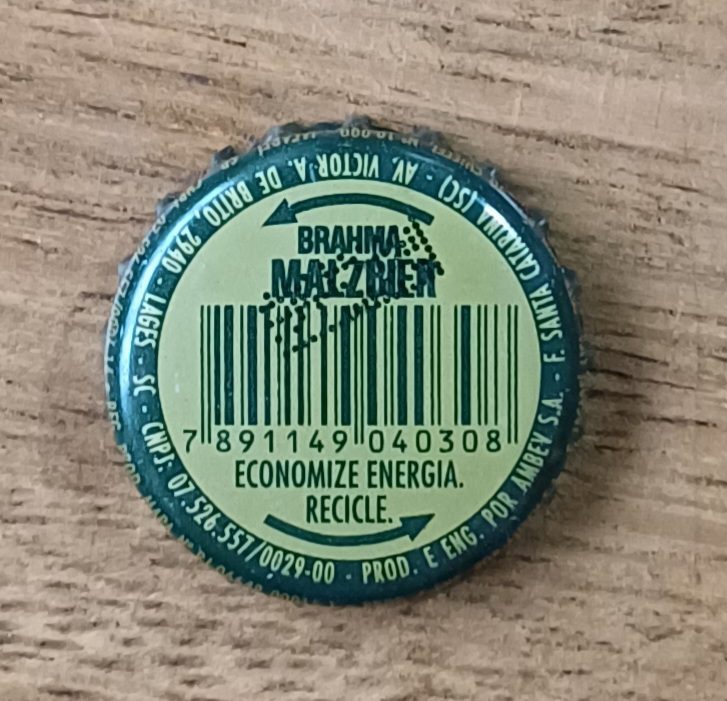 | Casa do Colecionador Embalagem tampinha cerveja Brahma Malzbier.