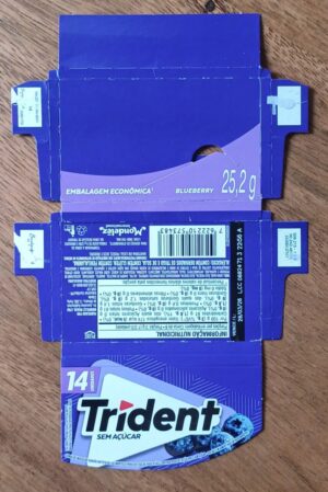 Embalagem vazia caixinha chiclete Trident Blueberry econômica