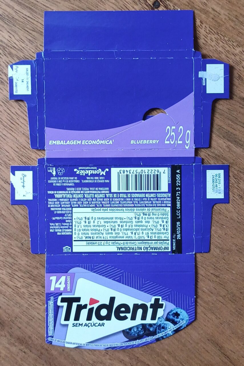 | Casa do Colecionador Embalagem vazia caixinha chiclete Trident Blueberry econômica
