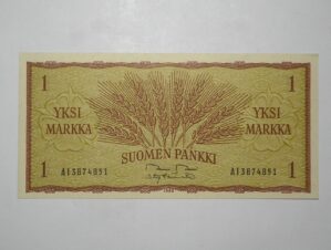 Finlandia / Cédula Estrangeira / 1 Markka - 1963 / Trigo / Flor de Estampa