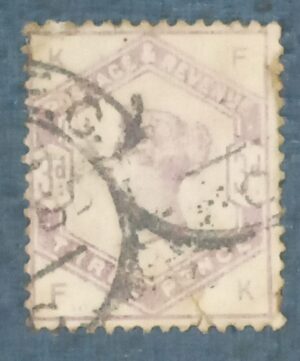 GRÃ BRETANHA - selo stamp Scott #102 3p QUEEN VICTORIA , Wmk 30, 1883-1884