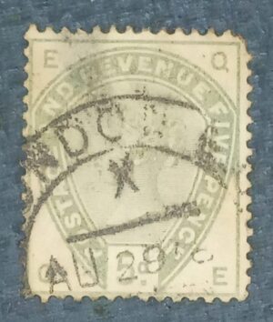 GRÃ BRETANHA - selo stamp Scott #104 5p QUEEN VICTORIA , Wmk 30, 1883-1884