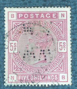 GRÃ BRETANHA - selo stamp Scott #108 5S QUEEN VICTORIA , Wmk 31, 1883-84, 14