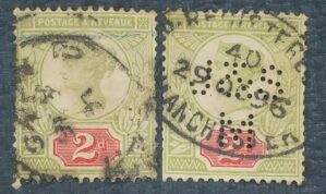 GRÃ BRETANHA - selo stamp Scott #113a 2p QUEEN VICTORIA , Wmk 30, 1887-1892, 14