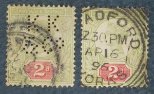 GRÃ BRETANHA - selo stamp Scott #113a 2p QUEEN VICTORIA , Wmk 30, 1887-1892, 14