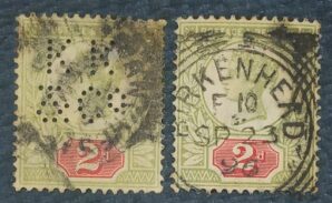 GRÃ BRETANHA - selo stamp Scott #113a 2p QUEEN VICTORIA , Wmk 30, 1887-1892, 14