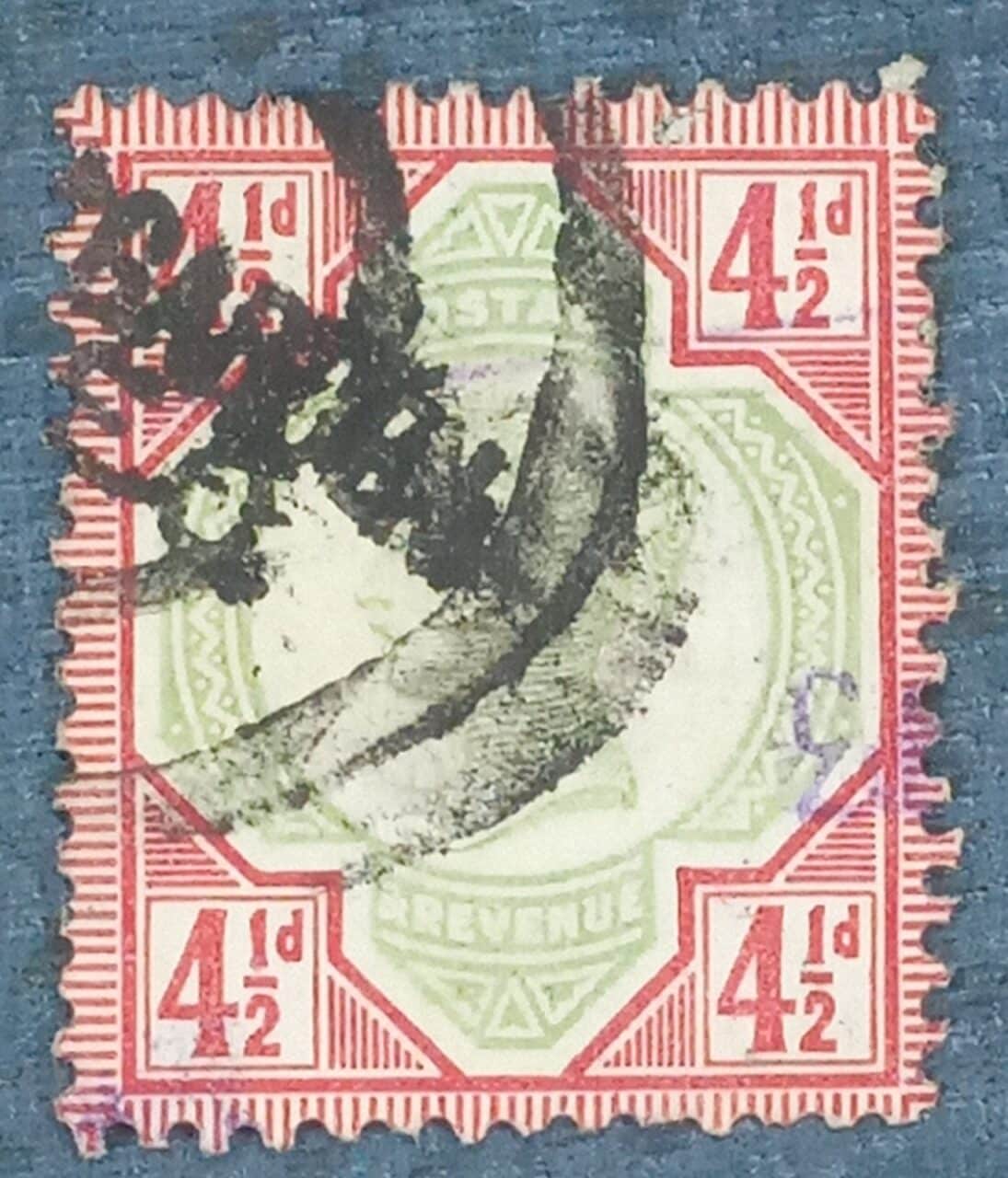 | Casa do Colecionador GRÃ BRETANHA - selo stamp Scott #117 4 1/2P QUEEN VICTORIA , Wmk 30, 1887-1892, 14