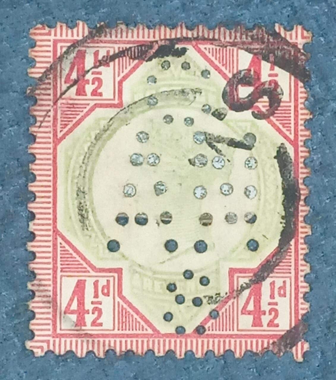 | Casa do Colecionador GRÃ BRETANHA - selo stamp Scott #117 4 1/2P QUEEN VICTORIA , Wmk 30, 1887-1892, 14