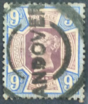 GRÃ BRETANHA - selo stamp Scott #120 9P QUEEN VICTORIA , Wmk 30, 1887-1900, 14