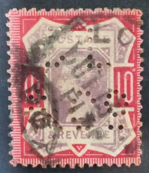 GRÃ BRETANHA - selo stamp Scott #121 10p QUEEN VICTORIA , Wmk 30, 1887-1900, 14