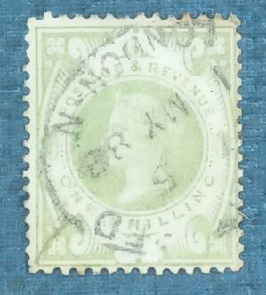 GRÃ BRETANHA - selo stamp Scott #122 1sh QUEEN VICTORIA , Wmk 30, 1887-1900, 14