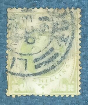 GRÃ BRETANHA - selo stamp Scott #122 1sh QUEEN VICTORIA , Wmk 30, 1887-1900, 14