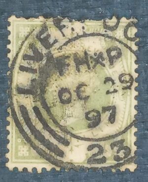 GRÃ BRETANHA - selo stamp Scott #122 1sh QUEEN VICTORIA , Wmk 30, 1887-1900, 14
