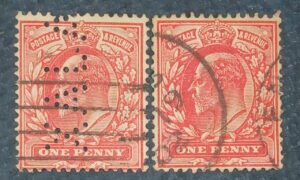 GRÃ BRETANHA - selo stamp Scott #128c 1p EDWARD VII , Wmk 30, 1902-11 , 14