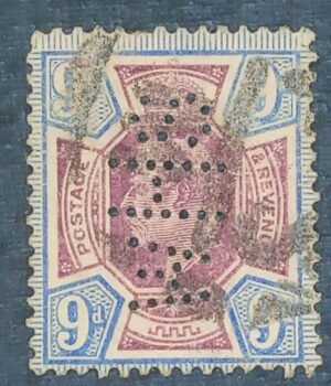 GRÃ BRETANHA - selo stamp Scott #136 9p EDWARD VII , Wmk 30, 1902-10 , 14
