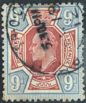 GRÃ BRETANHA - selo stamp Scott #136 9p EDWARD VII , Wmk 30, 1902-10 , 14