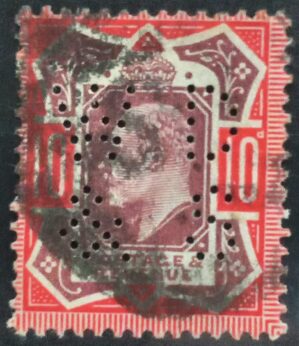 GRÃ BRETANHA - selo stamp Scott #137 10p EDWARD VII , Wmk 30, 1902-10 , 14