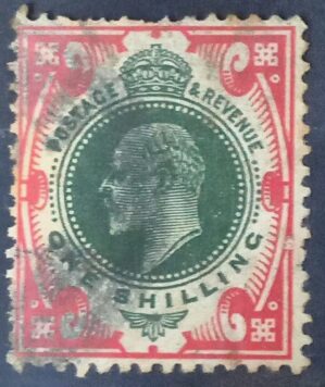 GRÃ BRETANHA - selo stamp Scott #138a 1 ch EDWARD VII , Wmk 30, 1902-10 , 14