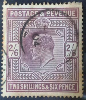 GRÃ BRETANHA - selo stamp Scott #139 2/6Sh/p EDWARD VII Wmk 31, usado, 1902-10, 14