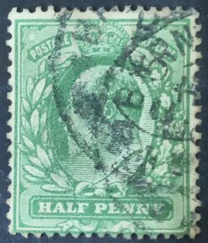 GRÃ BRETANHA - selo stamp Scott #146 1/2p EDWARD VII , Wmk 30, 1911 , 15X14