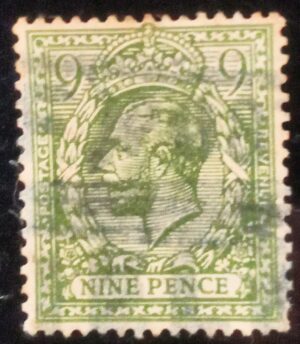 GRÃ BRETANHA - selo stamp Scott #183 9p King Eduard VII, Wmk 33, usado, 1922, 15x14