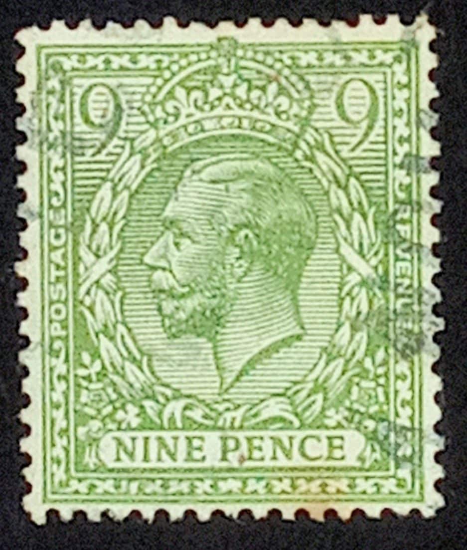 | Casa do Colecionador GRÃ BRETANHA - selo stamp Scott #183 9p King Eduard VII, Wmk 33, usado, 1922, 15x14