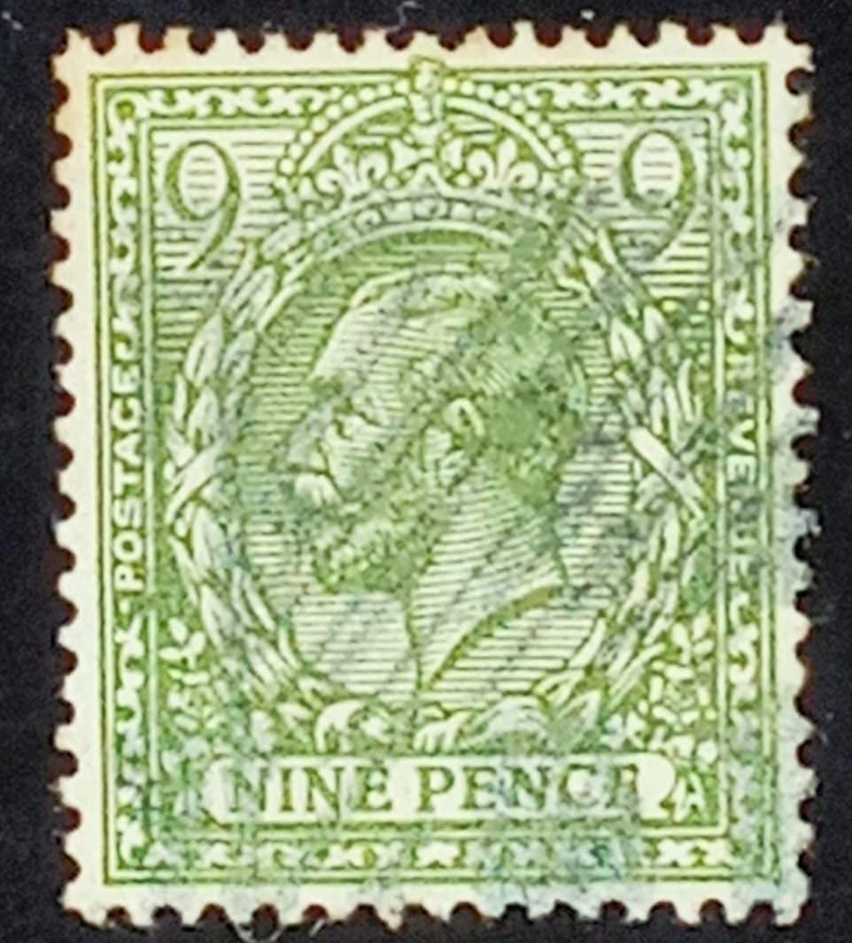 | Casa do Colecionador GRÃ BRETANHA - selo stamp Scott #183 9p King Eduard VII, Wmk 33, usado, 1922, 15x14