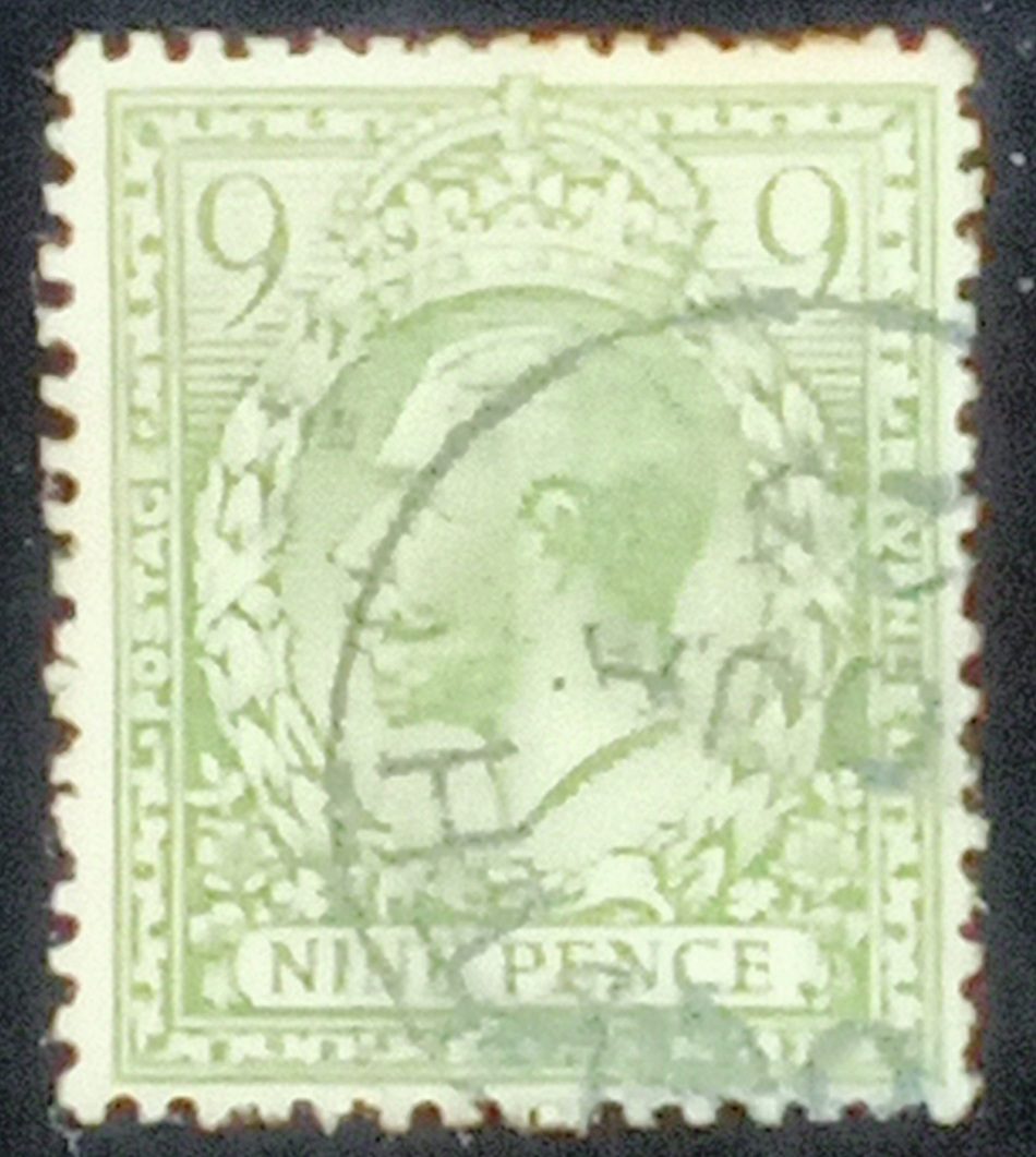 | Casa do Colecionador GRÃ BRETANHA - selo stamp Scott #183 9p King Eduard VII, Wmk 33, usado, 1922, 15x14