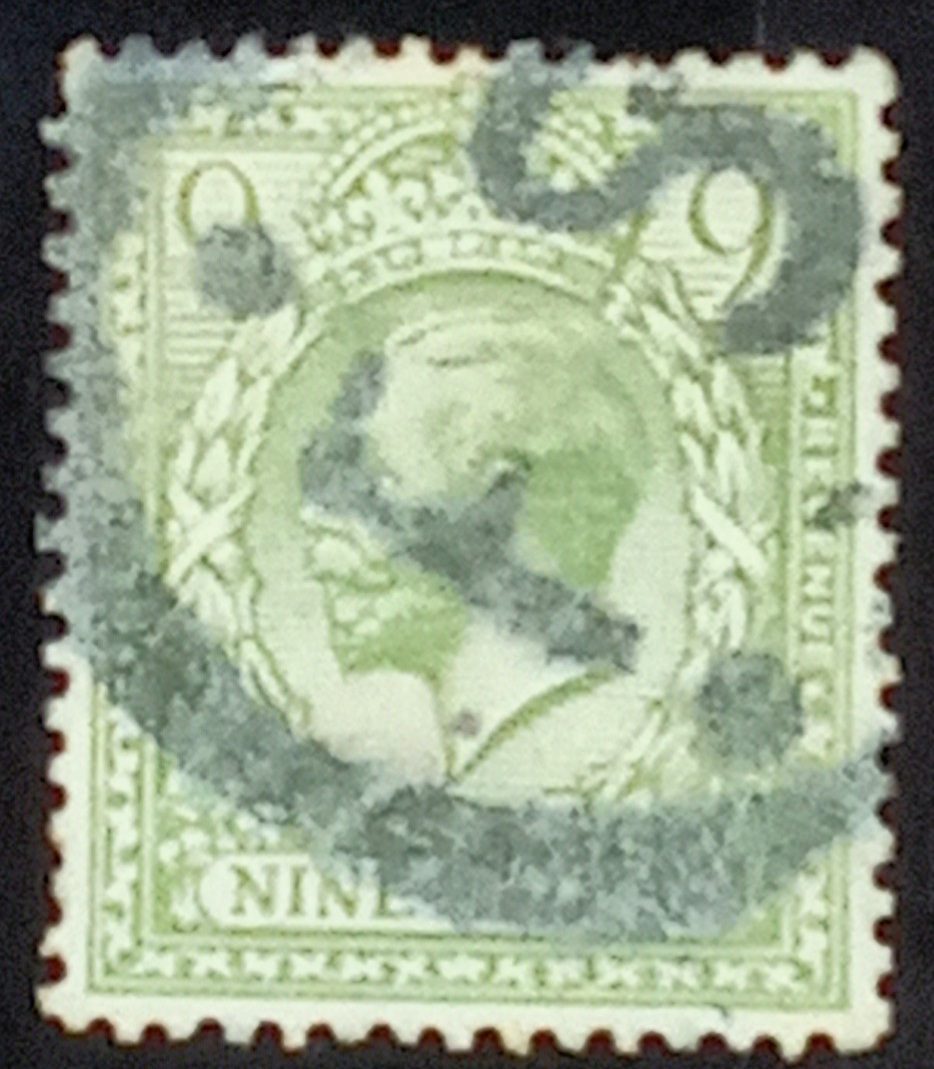 | Casa do Colecionador GRÃ BRETANHA - selo stamp Scott #183 9p King Eduard VII, Wmk 33, usado, 1922, 15x14