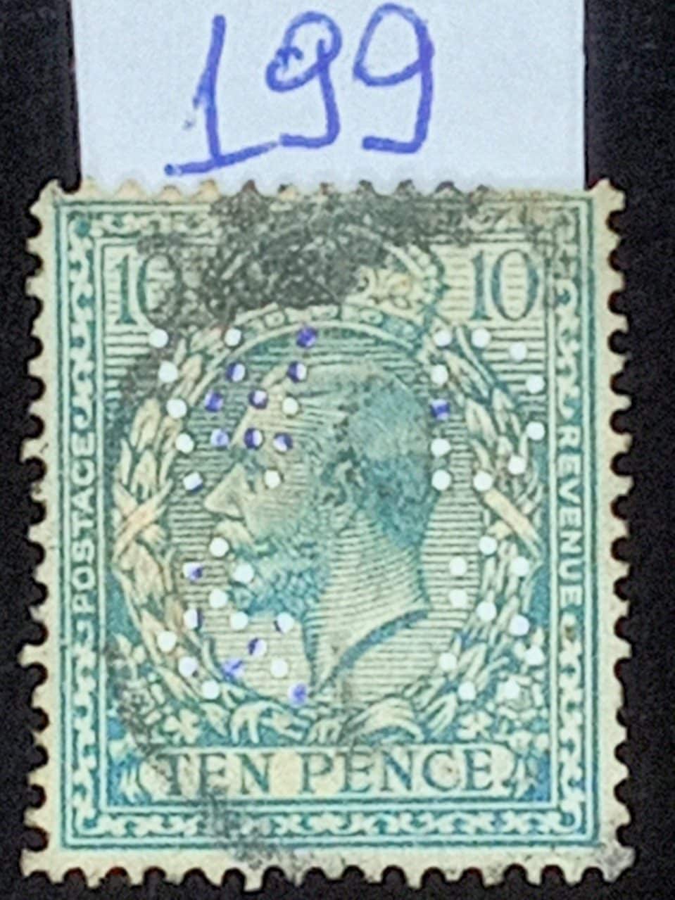 | Casa do Colecionador GRÃ BRETANHA - selo stamp Scott #199 10p King Eduard VII, Wmk 35, usado, 1924, 15x14