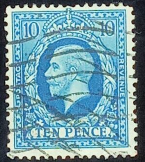 GRÃ BRETANHA - selo stamp Scott #219 10p King George V, 1934-36, Wmk 36