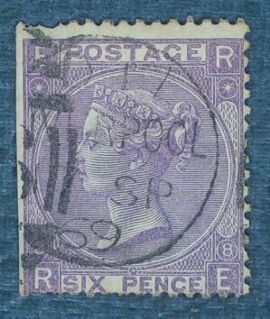 GRÃ BRETANHA - selo stamp Scott #51 6p QUEEN VICTORIA , Wmk 25 1867-80