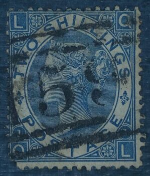 GRÃ BRETANHA - selo stamp Scott #55 2sh QUEEN VICTORIA , Wmk 25 1867-80