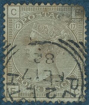 GRÃ BRETANHA - selo stamp Scott #84 4p QUEEN VICTORIA , Wmk 30, 1880-81, 14