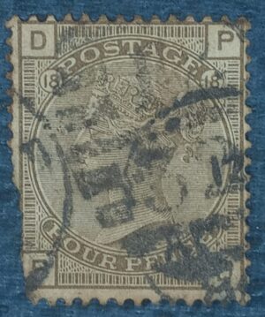 GRÃ BRETANHA - selo stamp Scott #84 4p QUEEN VICTORIA , Wmk 30, 1880-81, 14