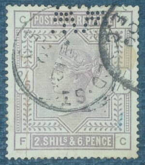 GRÃ BRETANHA - selo stamp Scott #96 2/6Sh/p QUENN VICTORIA, Wmk 31, 1883, 14