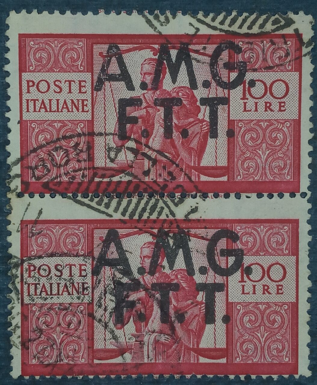 | Casa do Colecionador ITALIA - TRIESTE ZONA A - selo stamp Scott #14 100L AMG-FTT (A261 ITALIA) , Wmk 277, 14