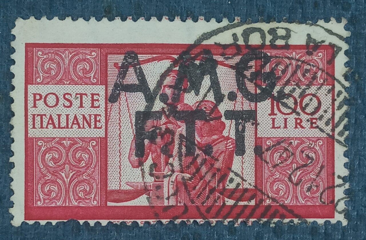 | Casa do Colecionador ITALIA - TRIESTE ZONA A - selo stamp Scott #14 100L AMG-FTT (A261 ITALIA) , Wmk 277, 14