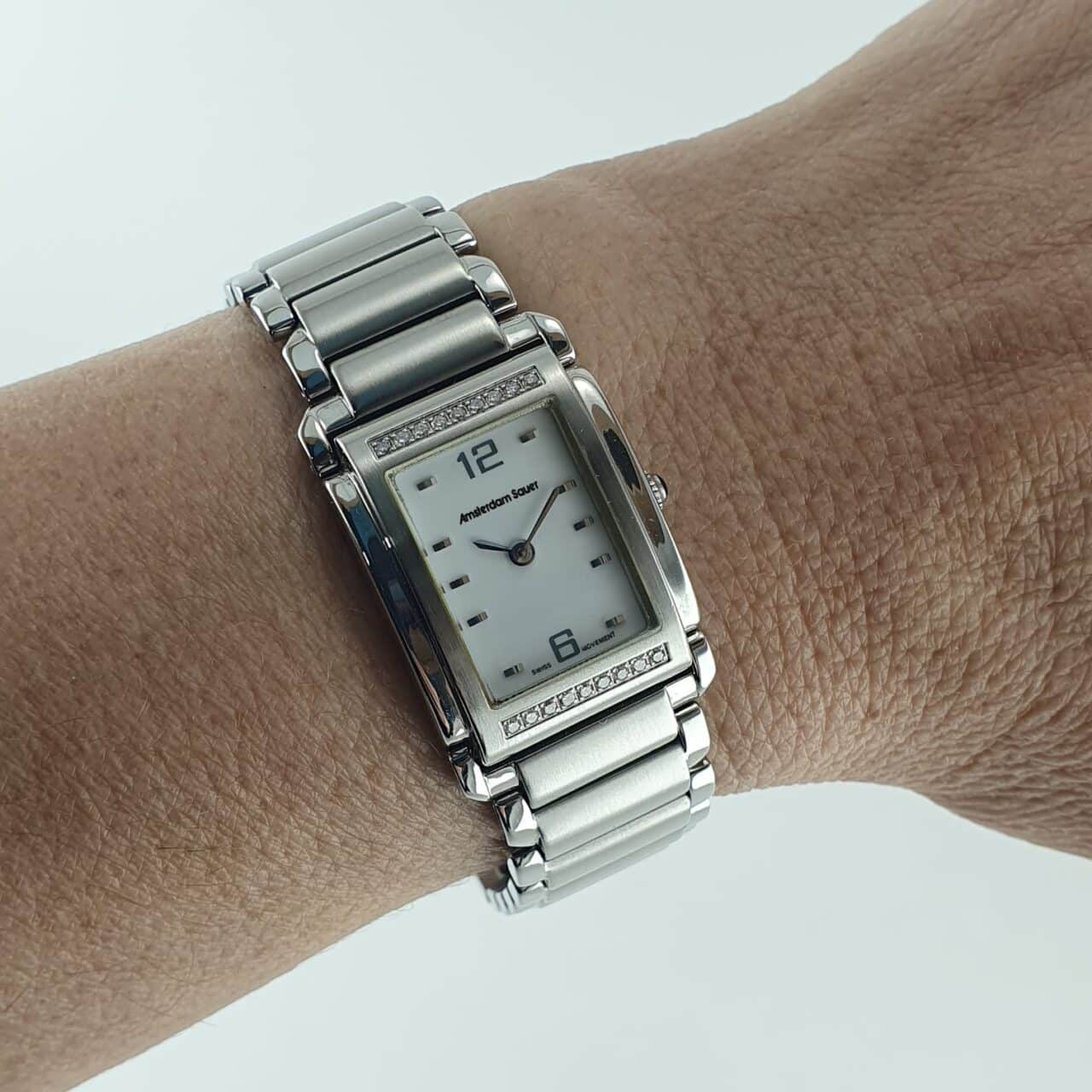 | Casa do Colecionador Relógio Amsterdam Sauer Swiss Com Diamantes de Grife Feminino (Frete Grátis)