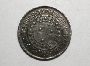 . 40 Réis - 1909 / República - Bronze / Estrelas perfeitas / Mbc