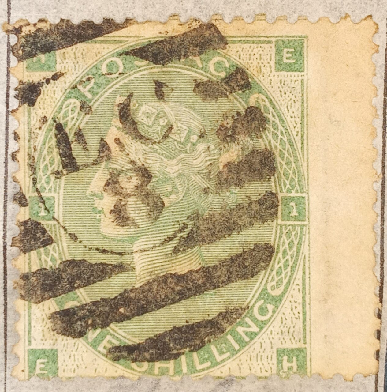 | Casa do Colecionador INGLATERRA - GRÃ BRETANHA - selo stamp Placa nº1 Scott #42a 1sh QUEEN VICTORIA , Wmk 24, 1862