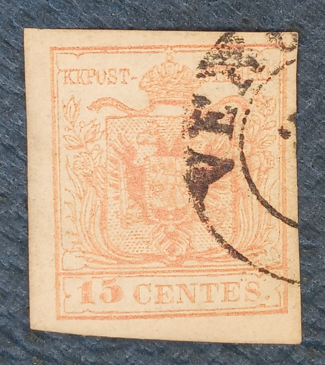 | Casa do Colecionador AUSTRIA - VENEZA LOMBARDIA - selo stamp Scott #4f 15c BRASÃO 1850