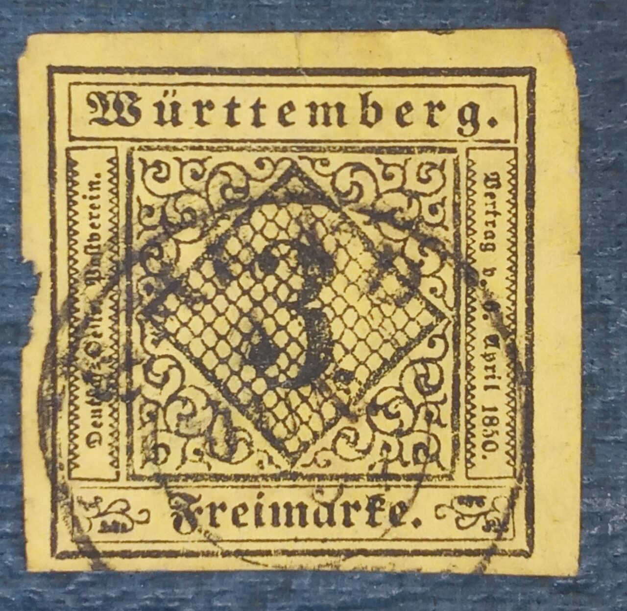 | Casa do Colecionador ALEMANHA - WURTTEMBERG - OLD GERMANY Mi #2 - 3Kr - 1851