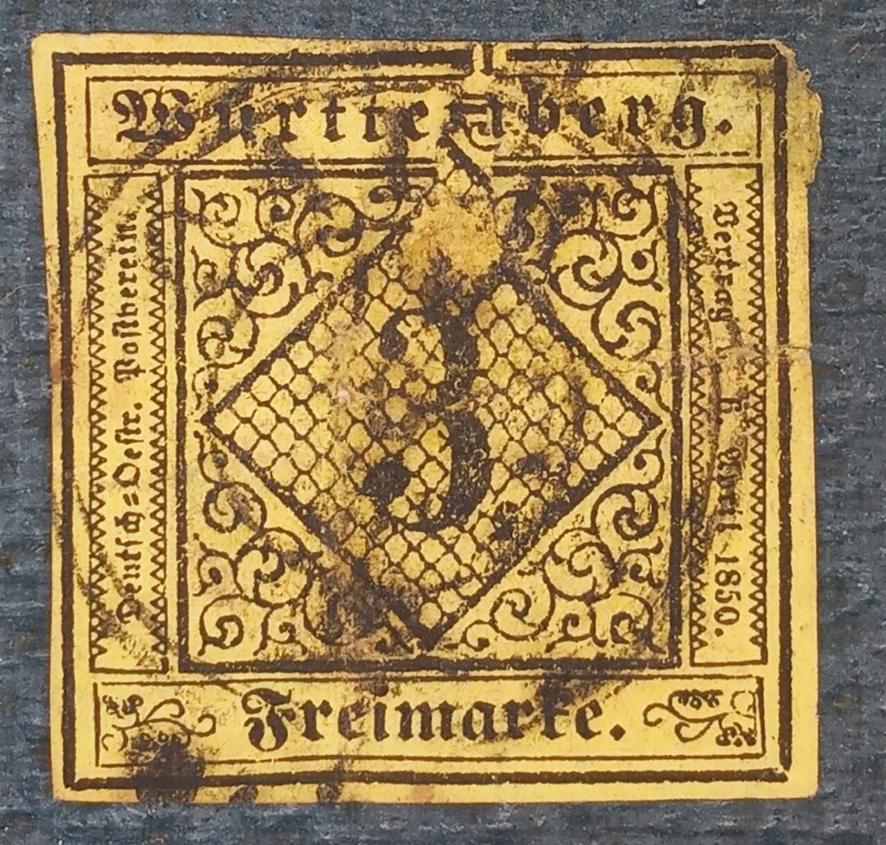 | Casa do Colecionador ALEMANHA - WURTTEMBERG - OLD GERMANY Mi #2 - 3Kr - 1851