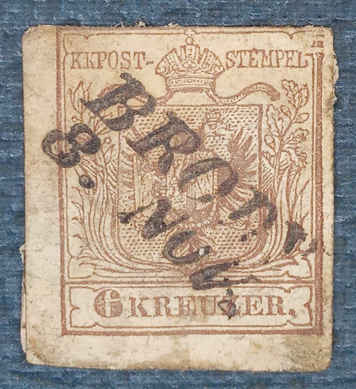 | Casa do Colecionador AUSTRIA - MONARQUIA - selo stamp scott # 4 - 6Kr - 1850