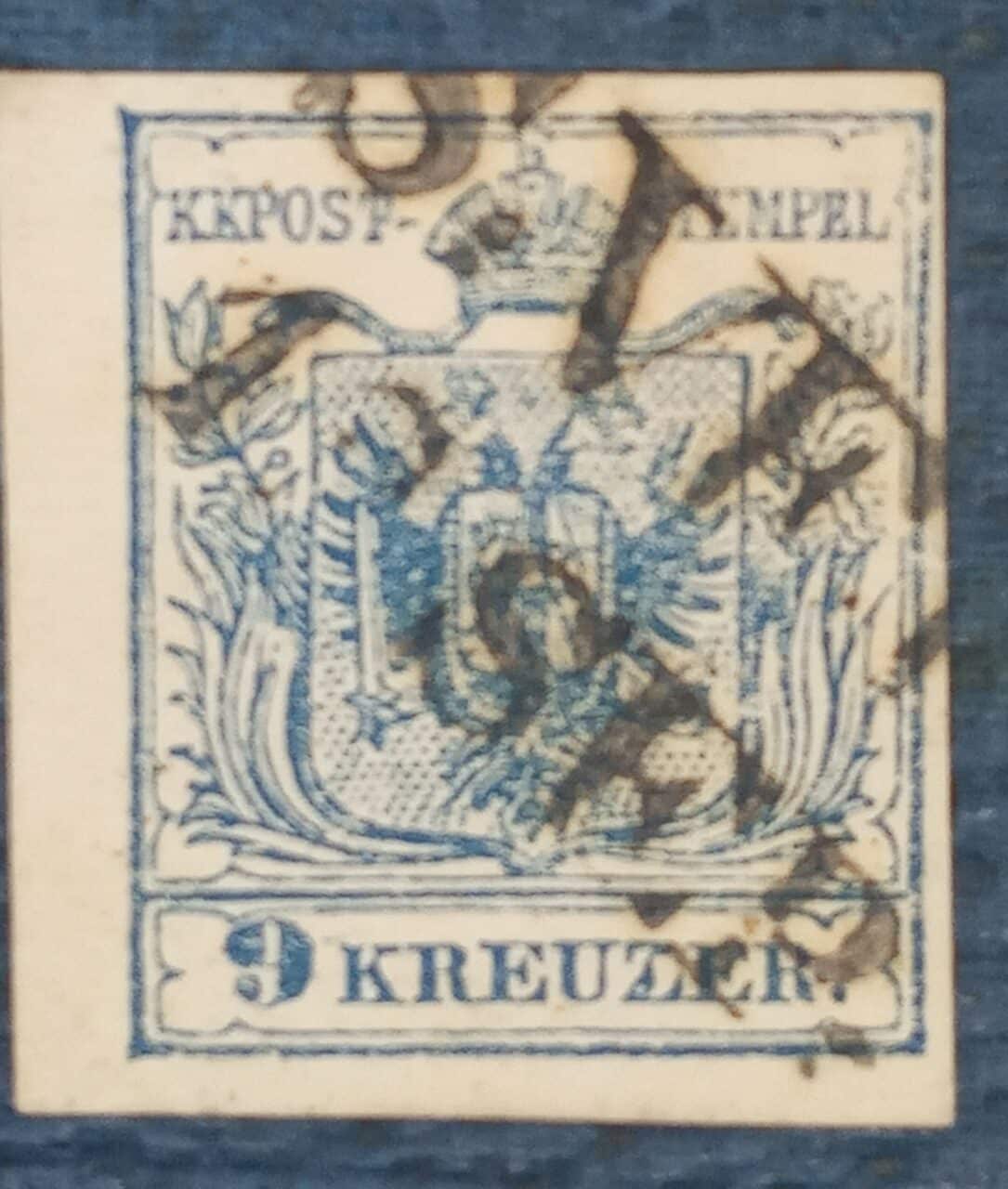 | Casa do Colecionador AUSTRIA - MONARQUIA - selo stamp scott # 5 - 9Kr - 1850